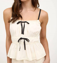 The Workshop - Natalia Ruched Contrast Ribbon Top