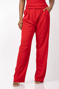THE SEI Double Pleat High-waist Trousers in crimson - women's pants