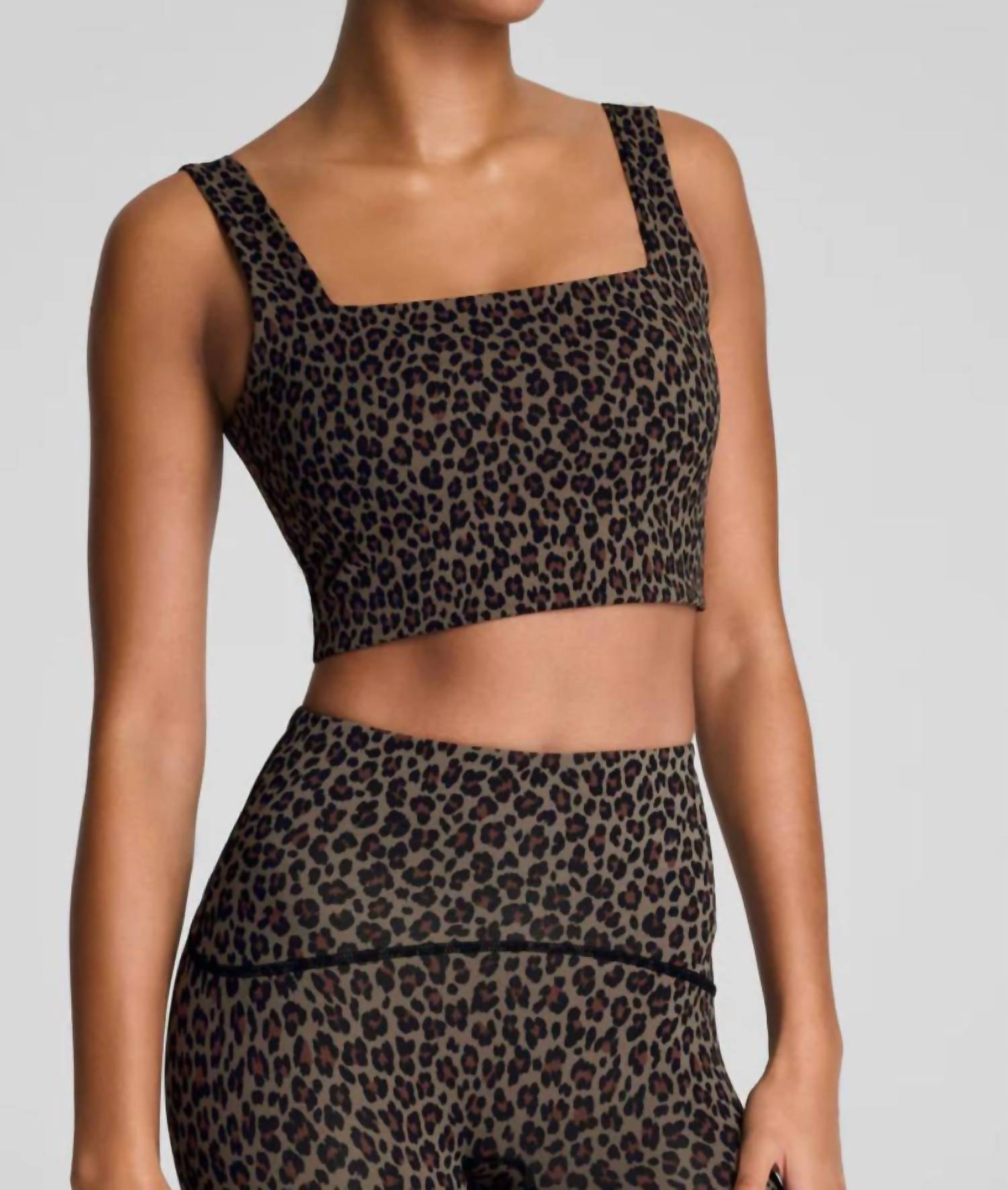 Spanx Leopard Print Cropped Square Neck Shelf Tank in multi - women's intimate