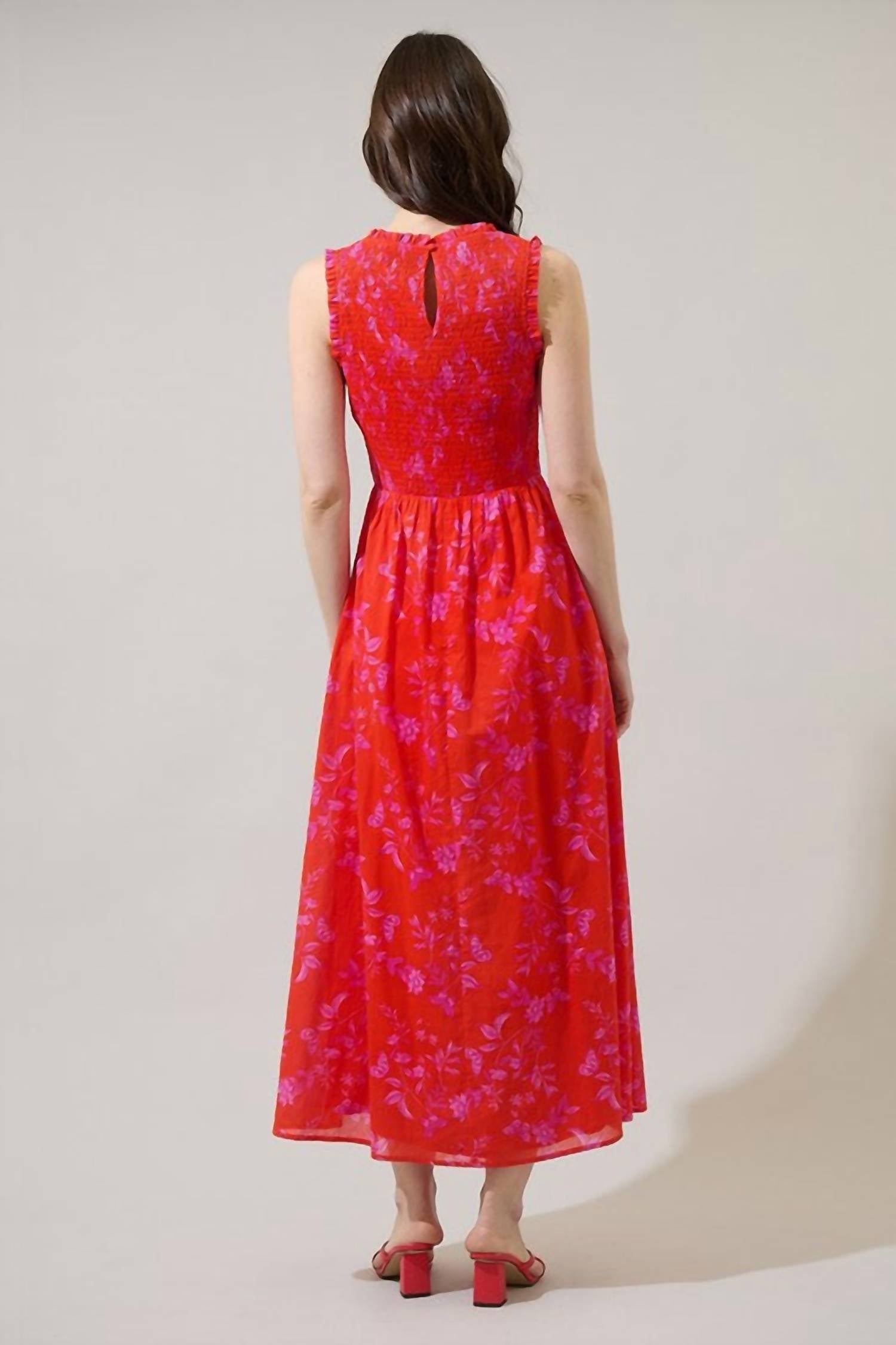 Sugarlips - Fia Floral Cecil Smocked Sleeveless Midi Dress