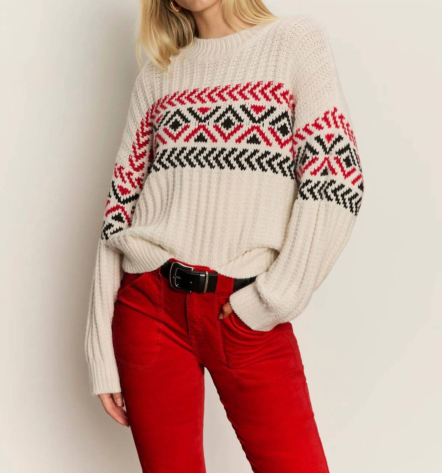 Sanctuary Send It Sweater in chalk multi 1 - women's sweater - detail view