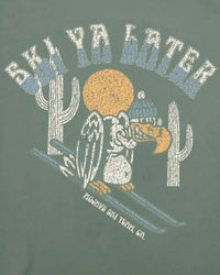 TINY WHALES Kid's Ski Ya Later Long Sleeve Tee in forest green - kids' shirt - detail view