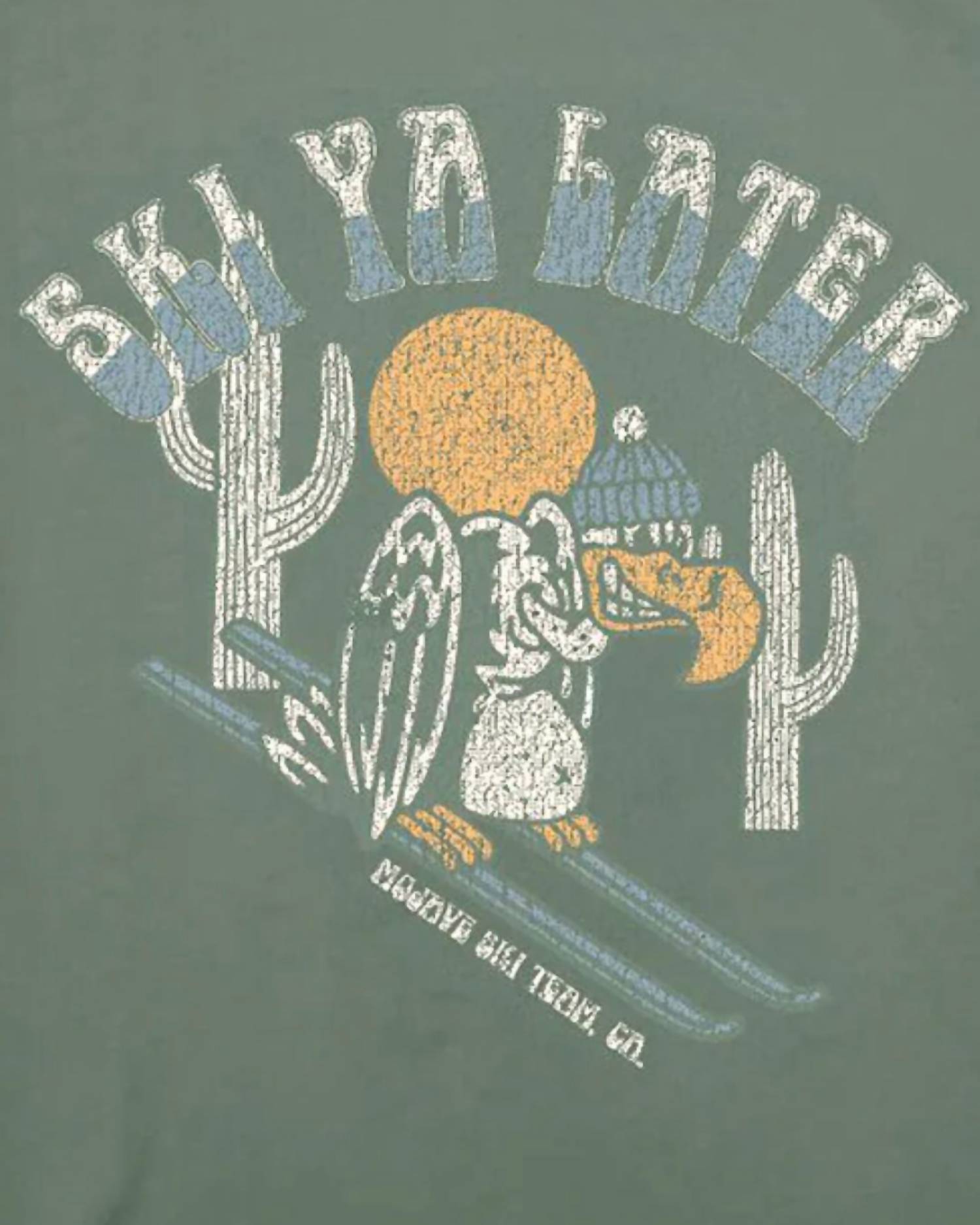 TINY WHALES Kid's Ski Ya Later Long Sleeve Tee in forest green - kids' shirt - detail view