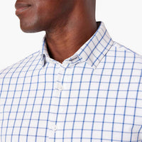 Mizzen + Main Leeward Classic Fit Long Sleeve Dress Shirt in white navy windowpane - men's shirt - detail view