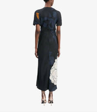 VICTORIA BECKHAM Split Hem Midi Dress in dark navy pale rose - women's dress - alternate view