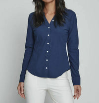 7Diamonds Luxe Wrinkle Free Blouse in midnight - women's shirt - detail view