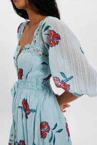 Free People Morning Meadows Long Maxi Dress in pastel blue - women's dress - alternate view
