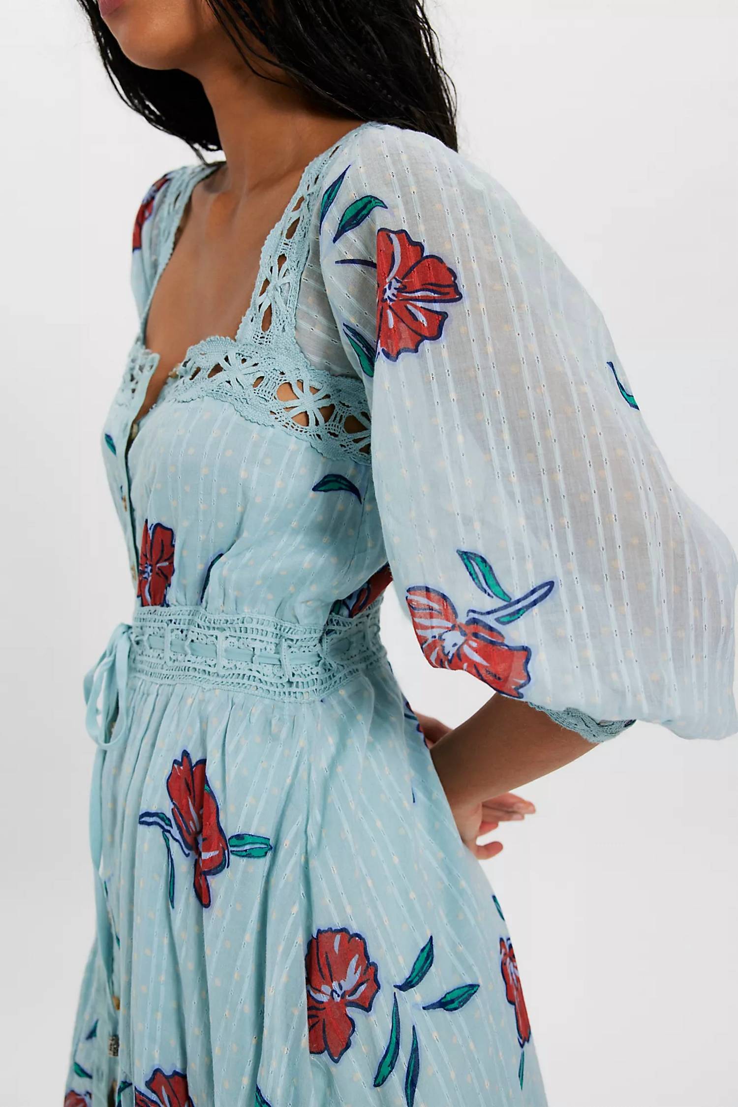 Free People Morning Meadows Long Maxi Dress in pastel blue - women's dress - alternate view