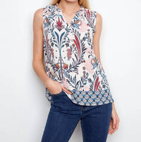 Charlie B - Printed Sleeveless Ruffle Neck Top