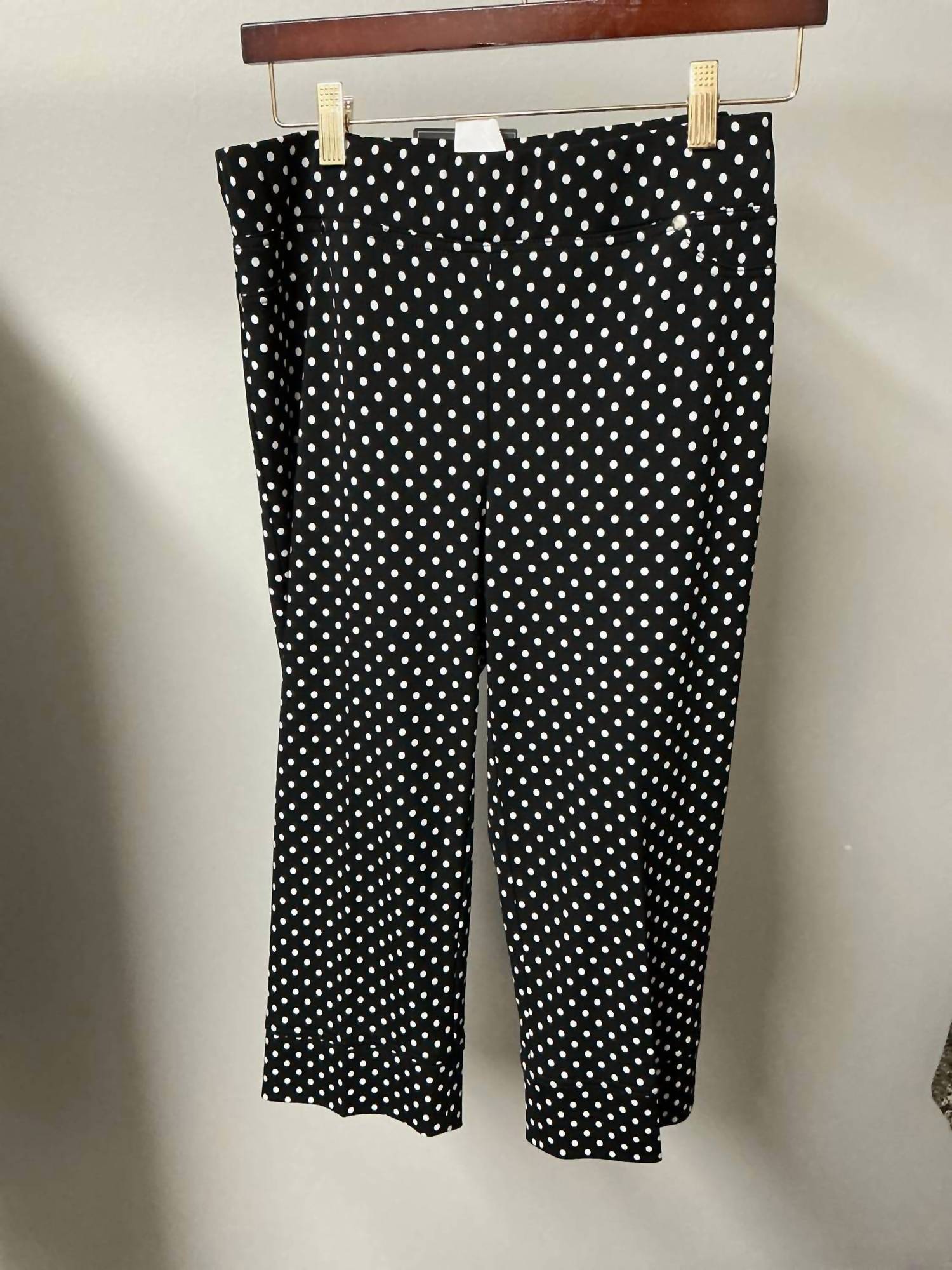 Frank Lyman Women's Polka Dotted Capris Pants in black - women's pants