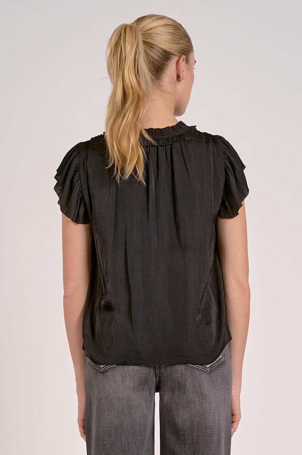 Elan - Women's Cynthia Short Sleeve Ruffle Blouse