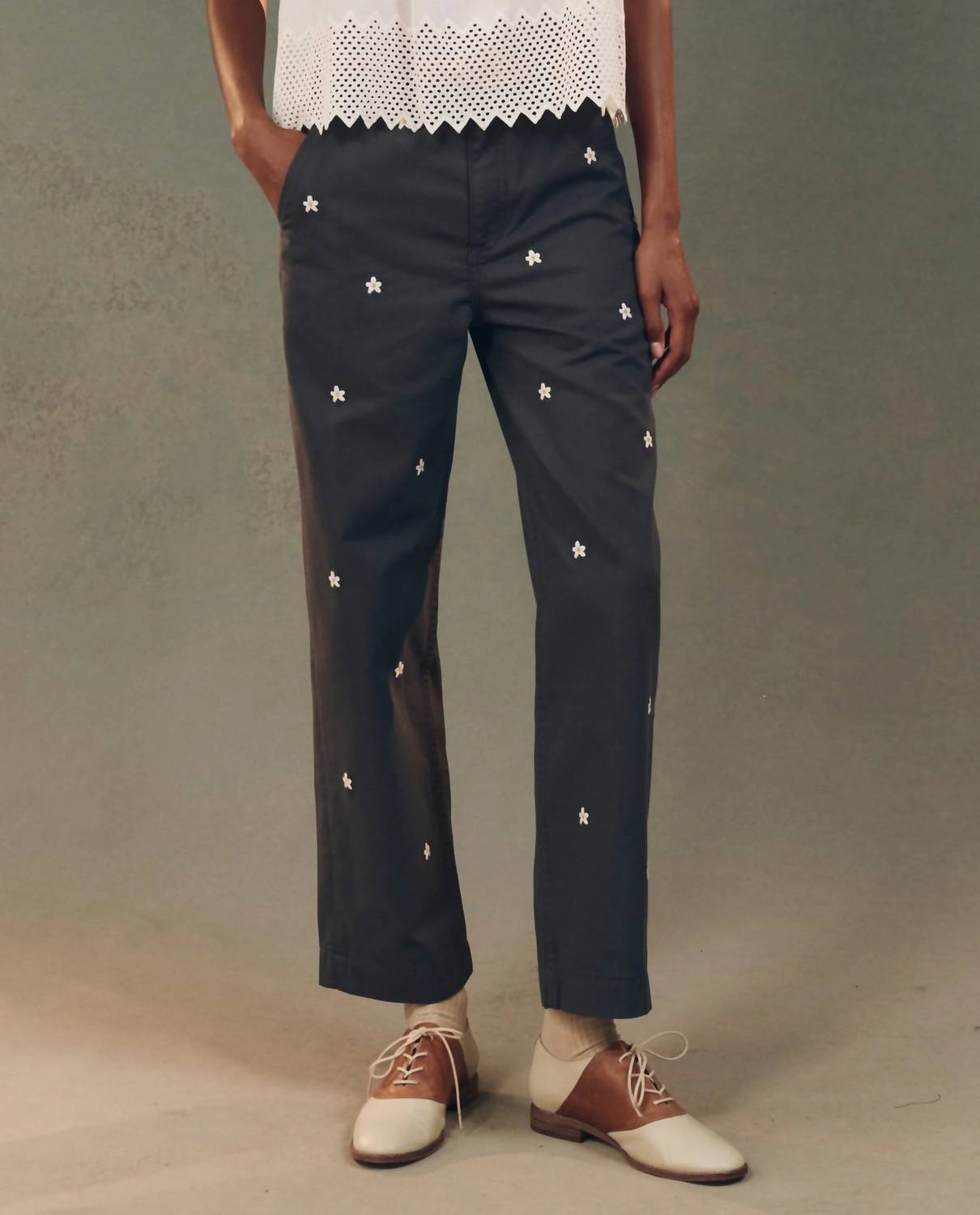 The Great. - Garage Daisy Embroidery Trouser Pants