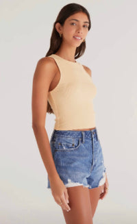 Z Supply Hannah Cropped Rib Tank in sunflower - women's tank top - alternate view