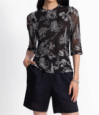 Johnny Was KAIA MESH TEE in black - women's t-shirt