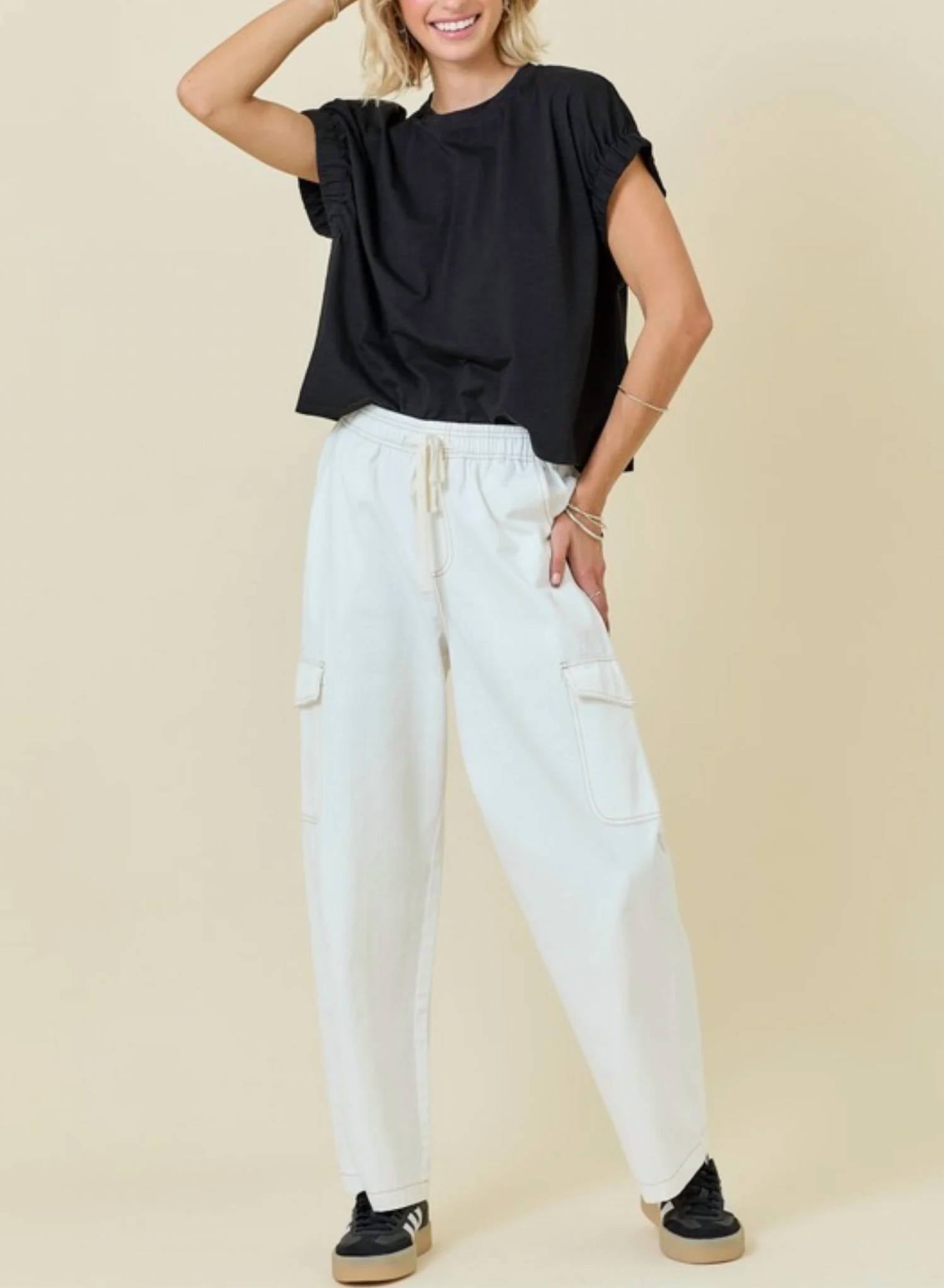 Day + Moon - Washed Denim Cargo Pants