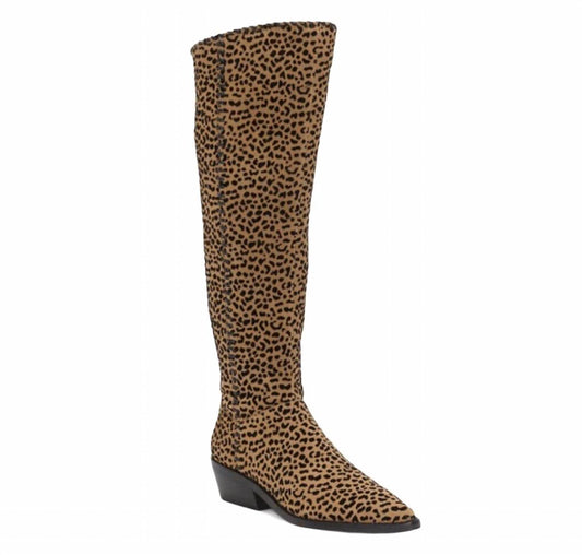 1.State - Sage Animal Print Suede Leather Western Boots