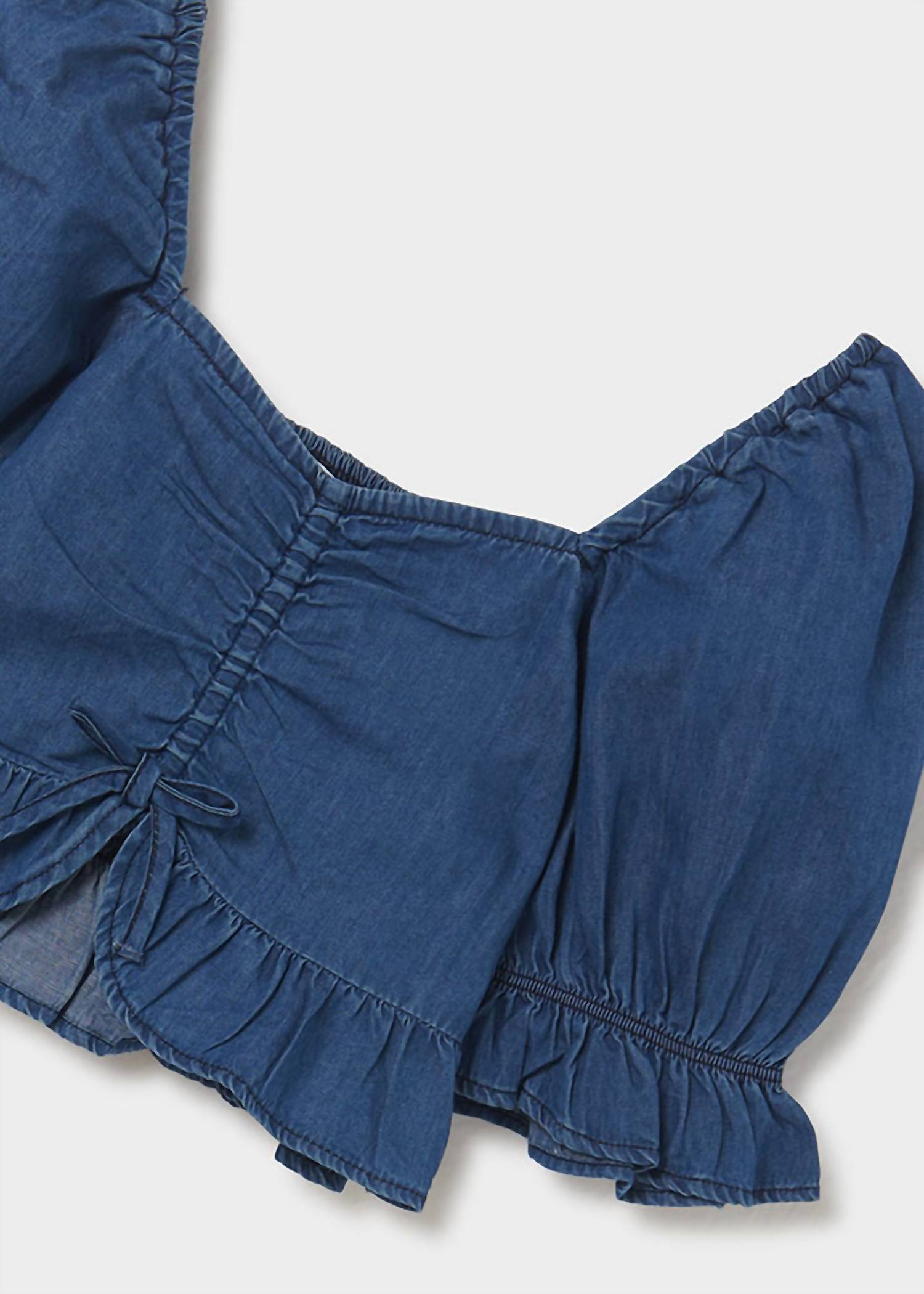 Mayoral - Girls' Puff Sleeve Denim Top