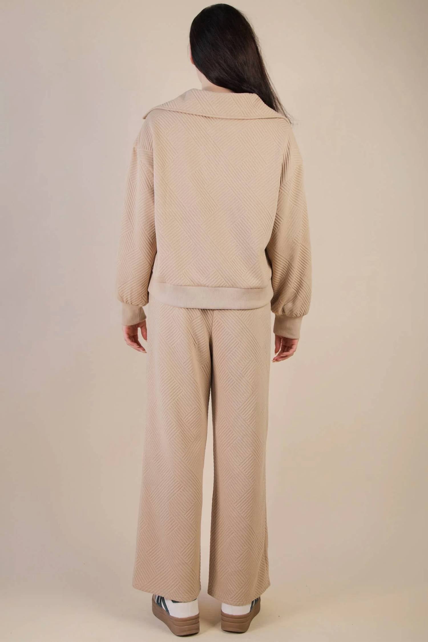 Very J - Textured Knit Casual Top And Pants Set