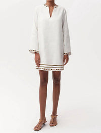 Exquise - Long Sleeve Linen Mini Dress