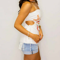 Lena - Strapless Beaded Top