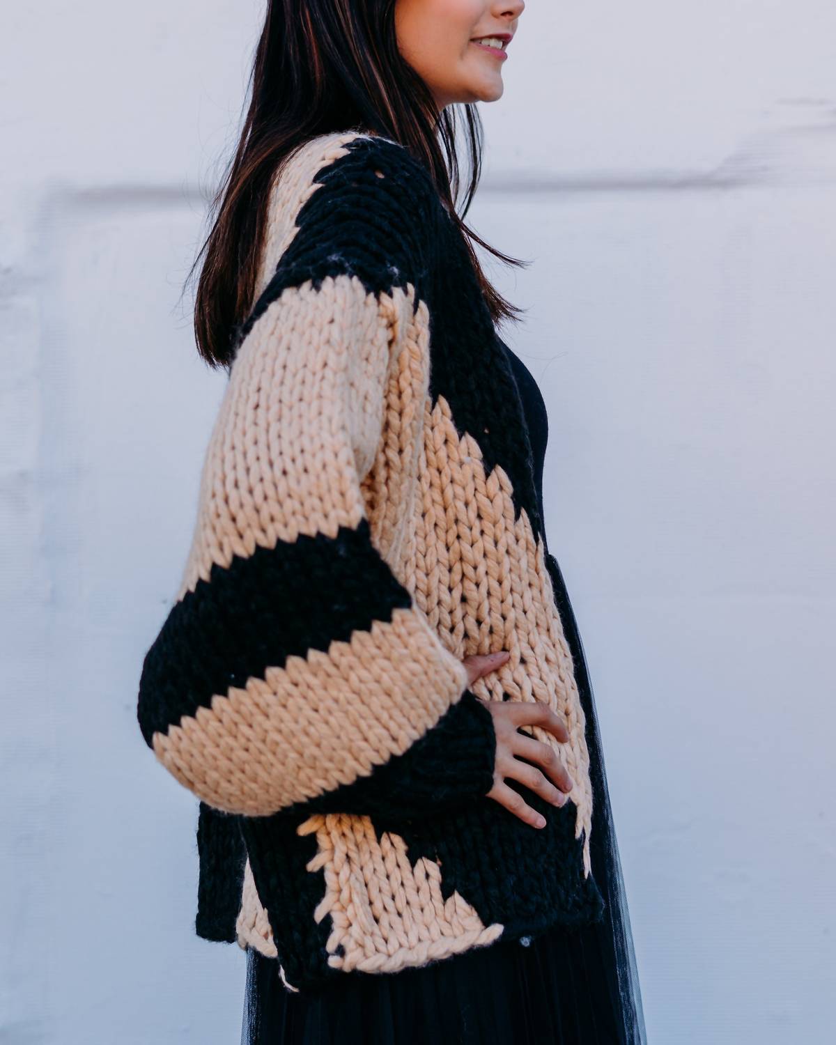 Elan - Chunky Knit Stripe Cardigan
