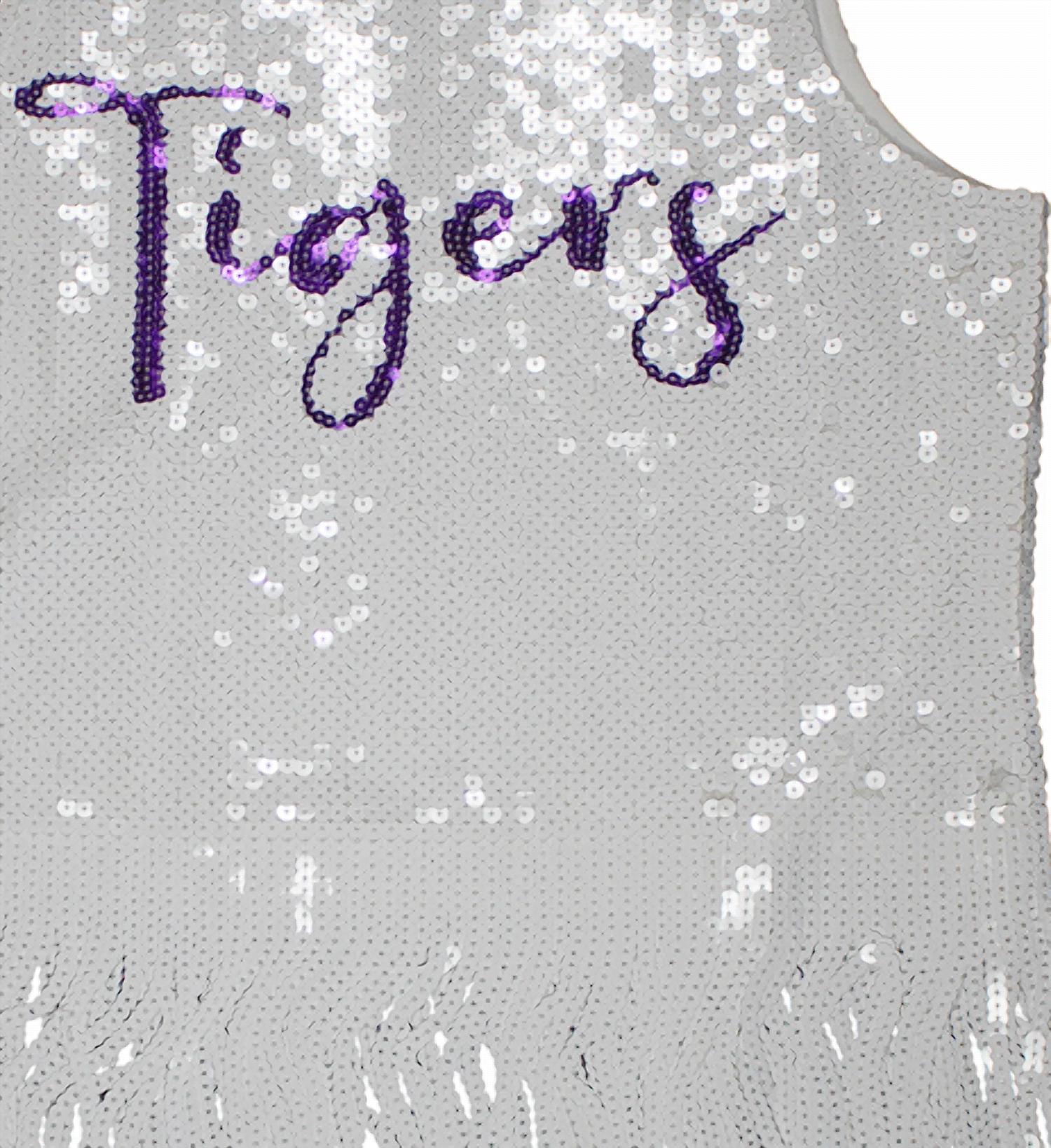 Capri Designs - Women's Sequin Clemson Fringe Tank Top