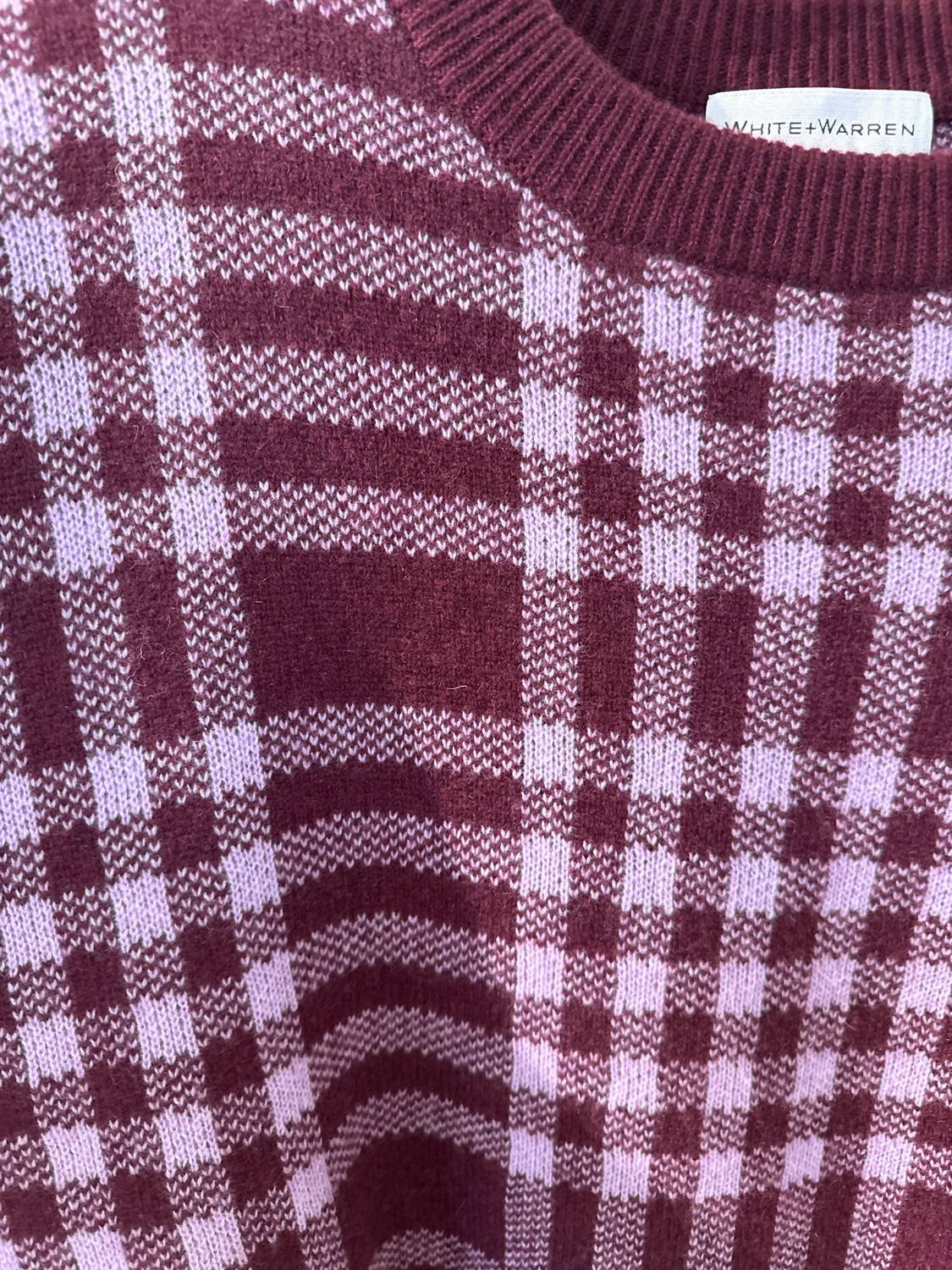 White + Warren - Women's Plaid Crewneck Sweater