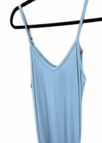 ZENANA Women's Spaghetti Strap Long Tee Dress in sage - women's dress - detail view
