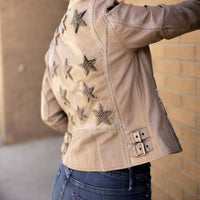 MAURITIUS Women's Christy Rf Leather Jacket in cozy taupe - women's jacket - detail view