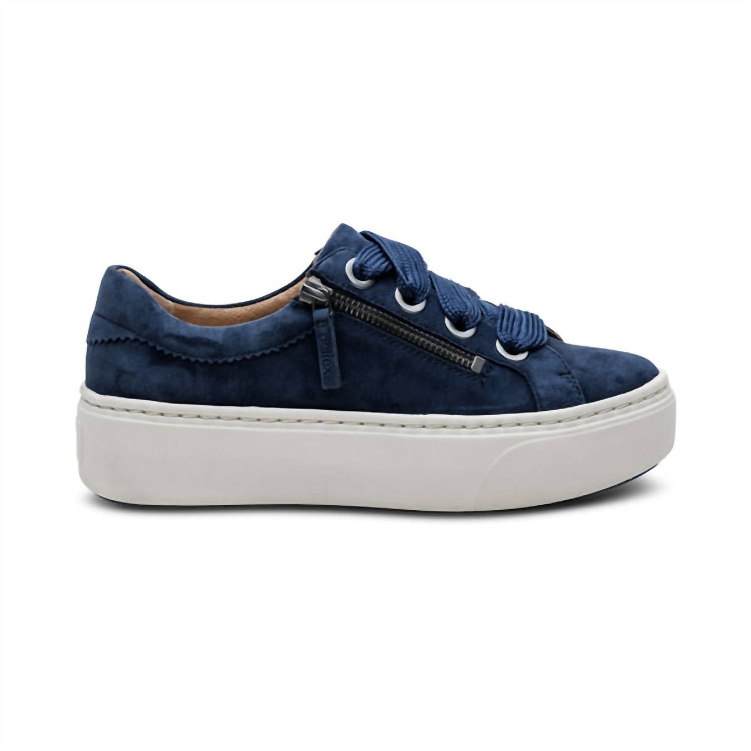 Aetrex Women's Aubrey Arch Support Platform Sneakers in navy - women's sneaker - detail view