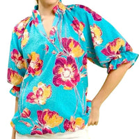 Style Usa - Mix Floral Puff Sleeve Top