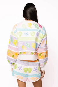 Queen Of Sparkles - Colorblock Stripe Shell Sweatshirt