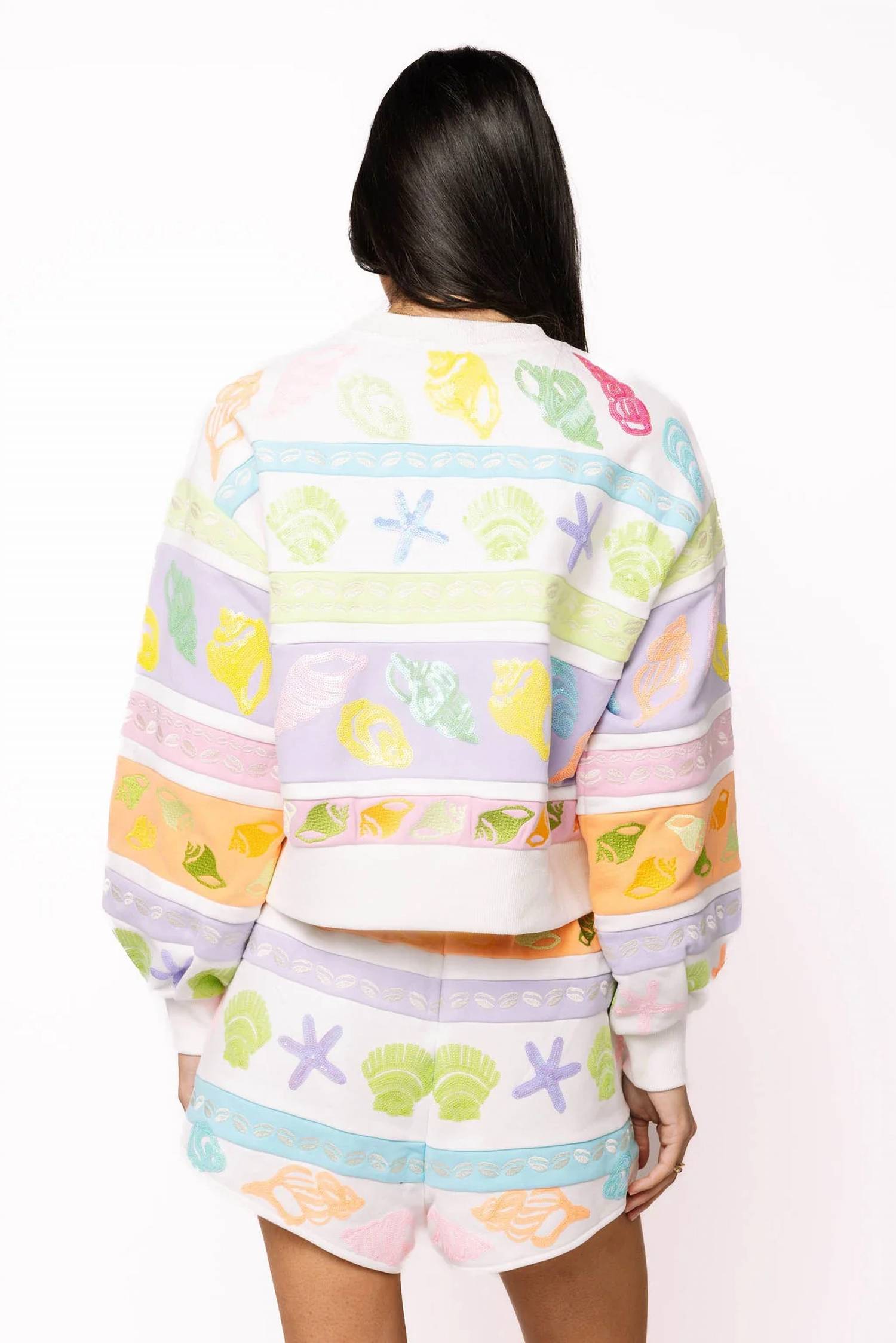Queen Of Sparkles - Colorblock Stripe Shell Sweatshirt