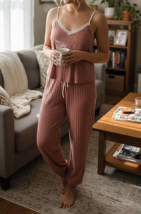 Blu Pepper - Ribbed Knit 2-Piece Lounge Set