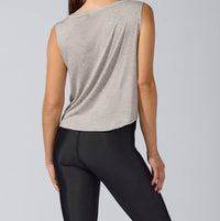 HEROINE SPORT Jersey Base Tank Top in heather grey - women's tank top - detail view