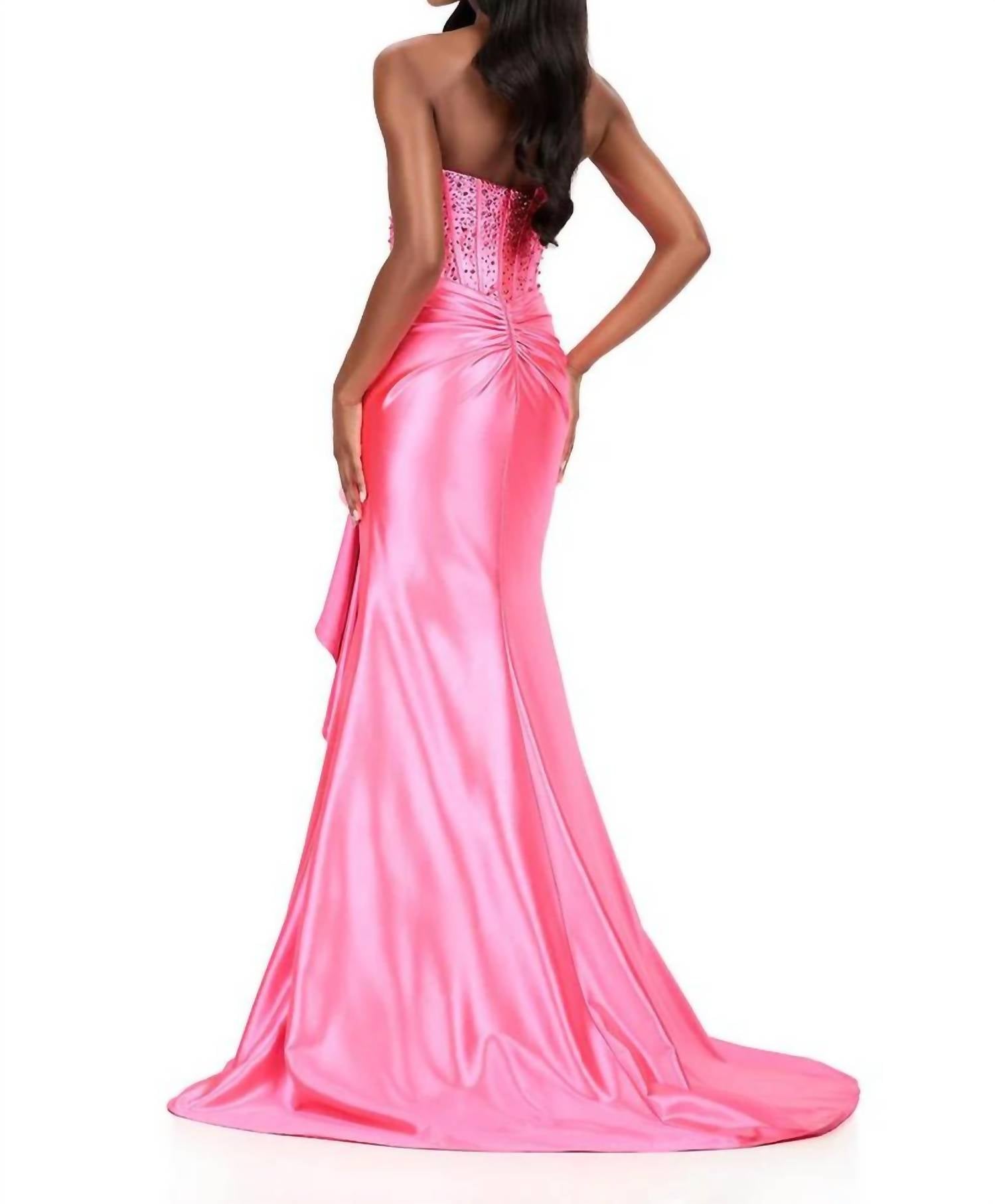 Ashleylauren - Strapless Fitted Ruffle Dress