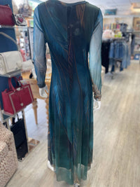 Elana Kattan - Women's Long Sleeve Mesh V Neck Dress