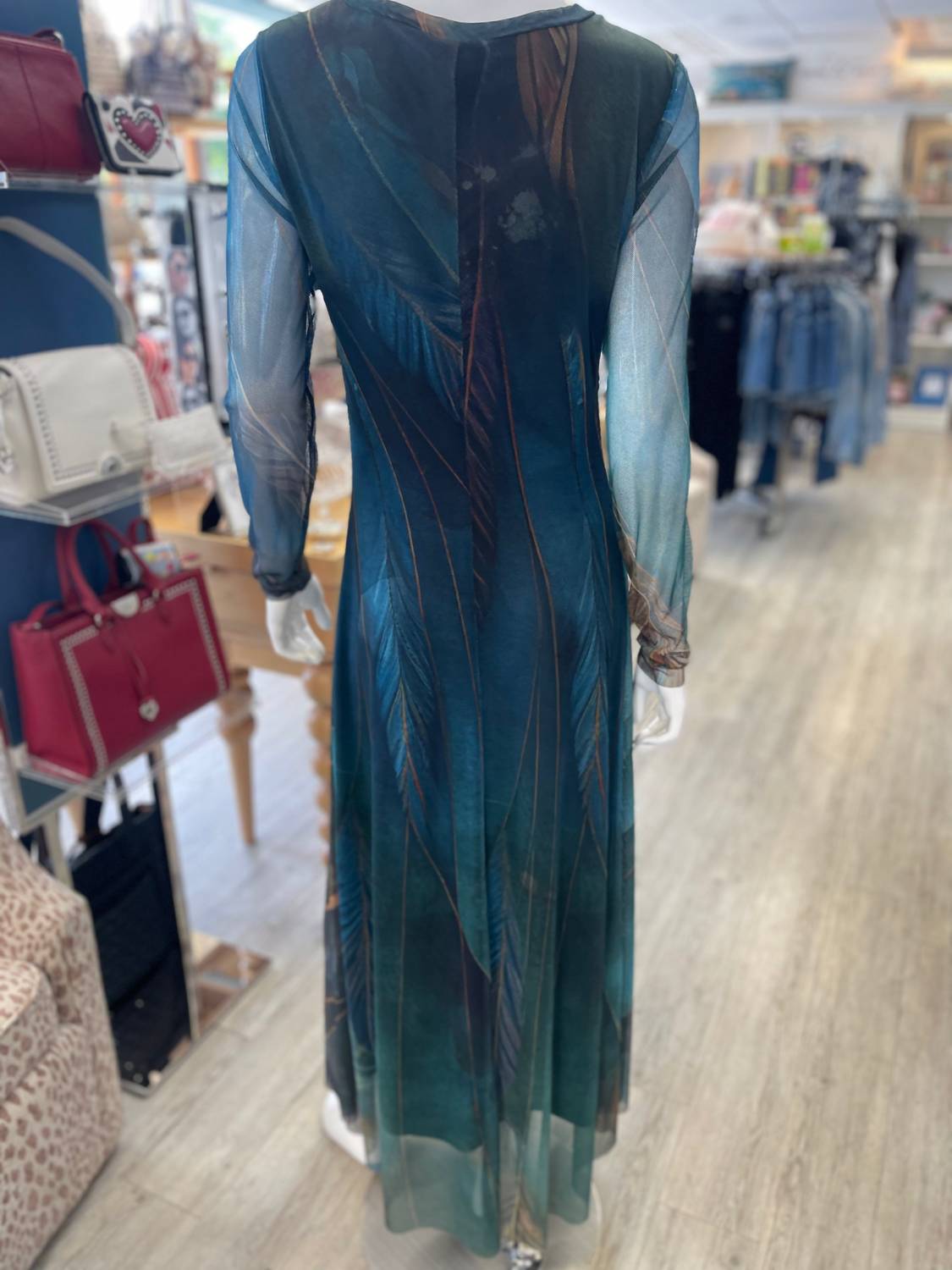Elana Kattan - Women's Long Sleeve Mesh V Neck Dress