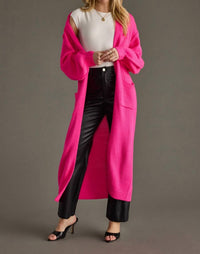 Panache Apparel The Harper Duster Cardigan in pink - women's cardigan - detail view