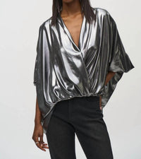Joseph Ribkoff - Metallic Foiled Chiffon Blouson Top
