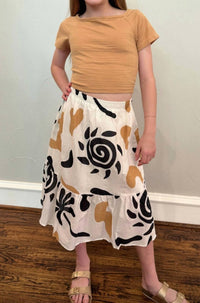 Nanai - Girl's Chic Boxy Tee & Printed Skirt Set