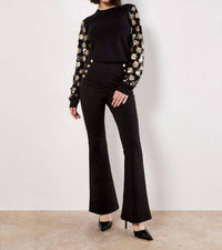 Apricot - Ornate Sequin Sleeve Sweater