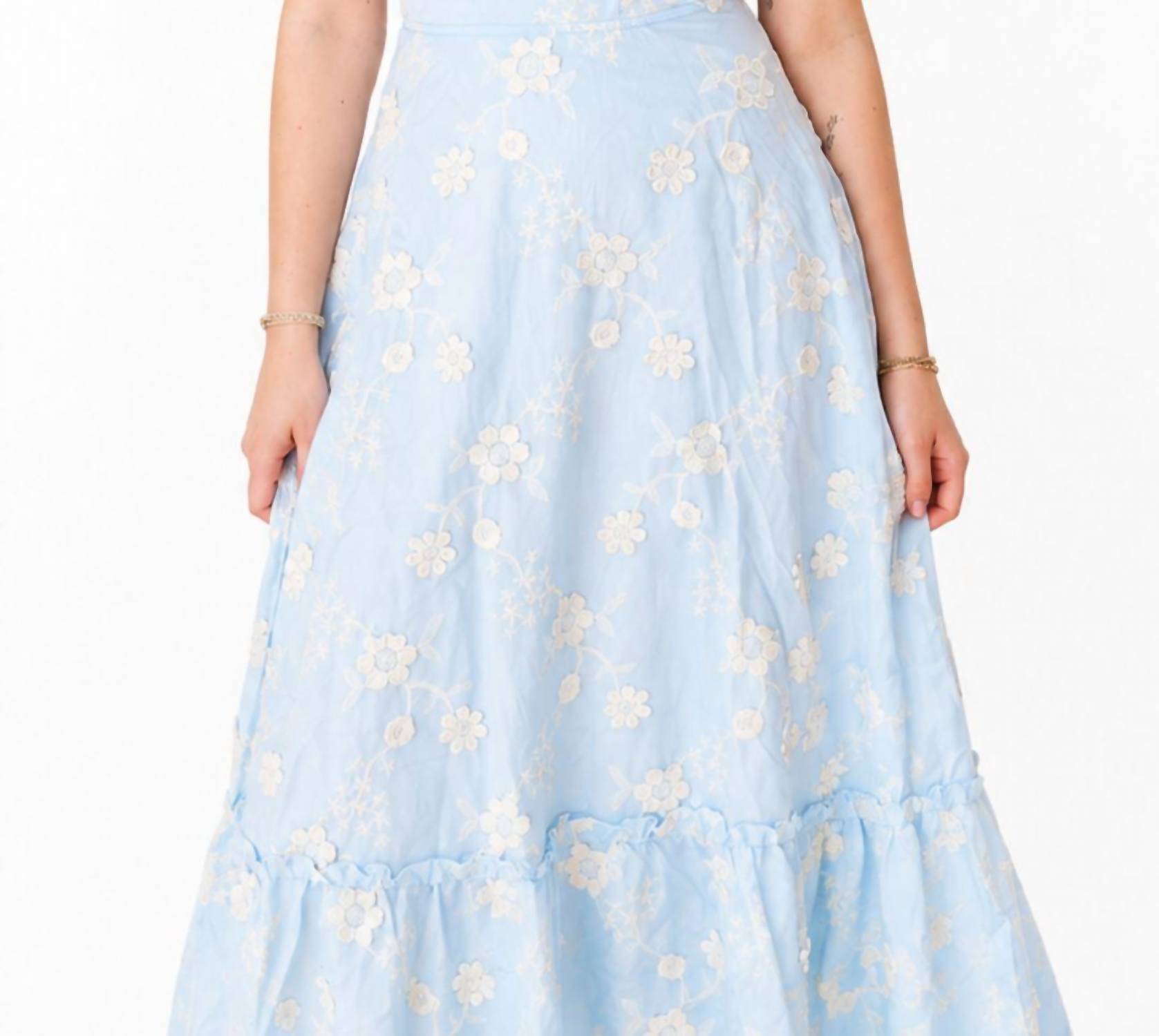 Mable - EMBROIDERY LACE UP BACK BUSTIER MIDI DRESS