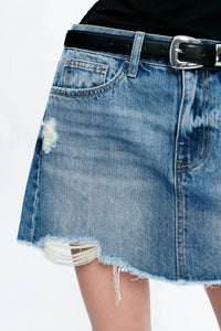 Bayeas - Anna Distressed Mini Denim Skirt