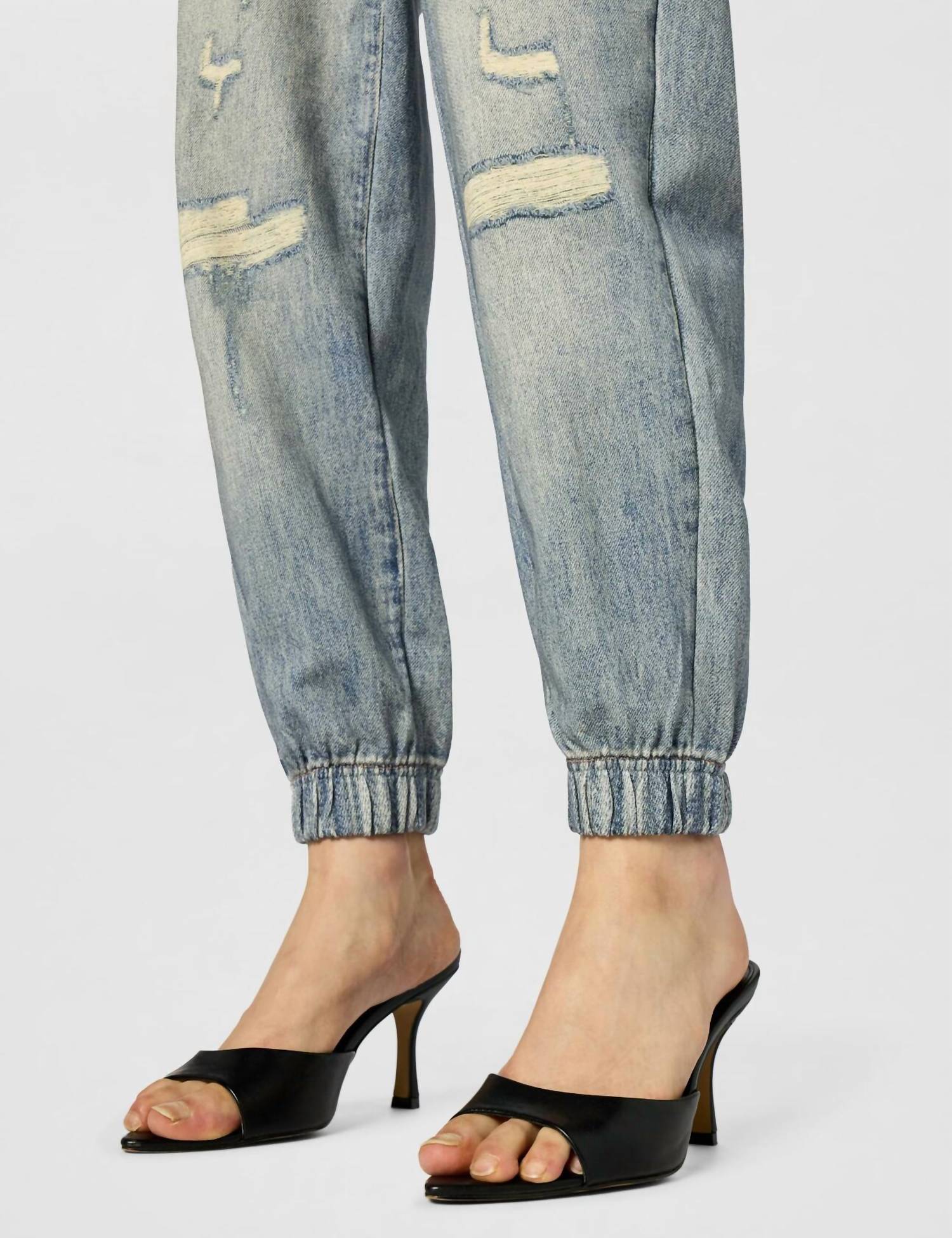 Blanknyc - French Terry Distressed Printed Denim Jogger