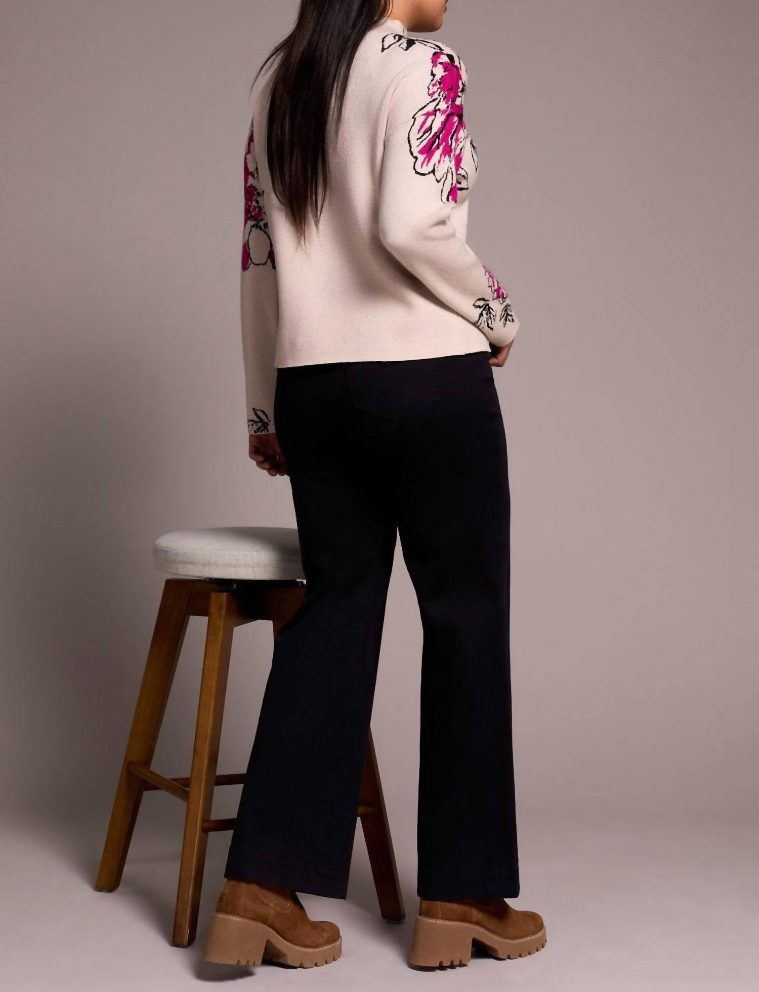 Tribal - Knit Jacquard Funnel Neck Sweater
