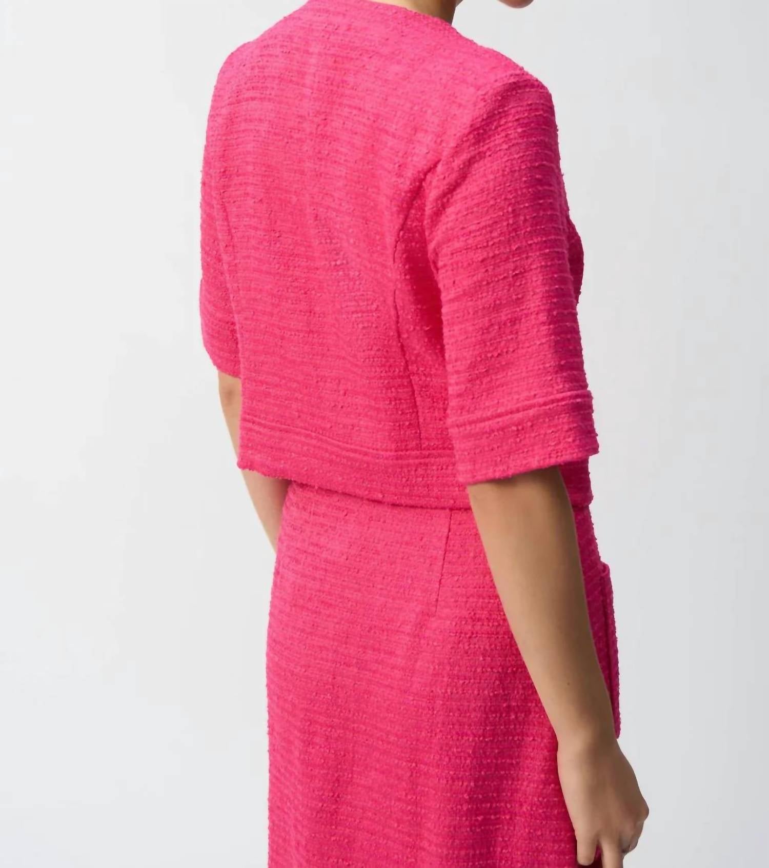 Joseph Ribkoff - Bouclé 3/4 Sleeves Cropped Jacket