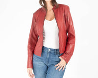 MAURITIUS Chessy Rf Leather Jacket in ox red - women's jacket