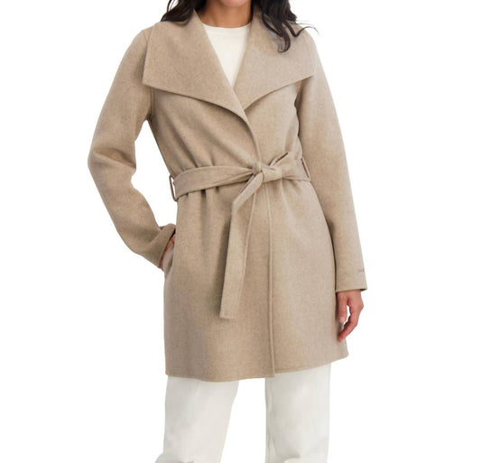 Tahari - Women's Double Face Wool-blend Belted Coat