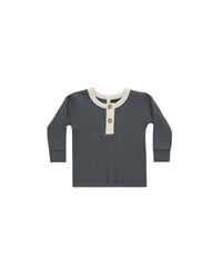 Quincy Mae - Kids' Ribbed Long Sleeve Henley Top